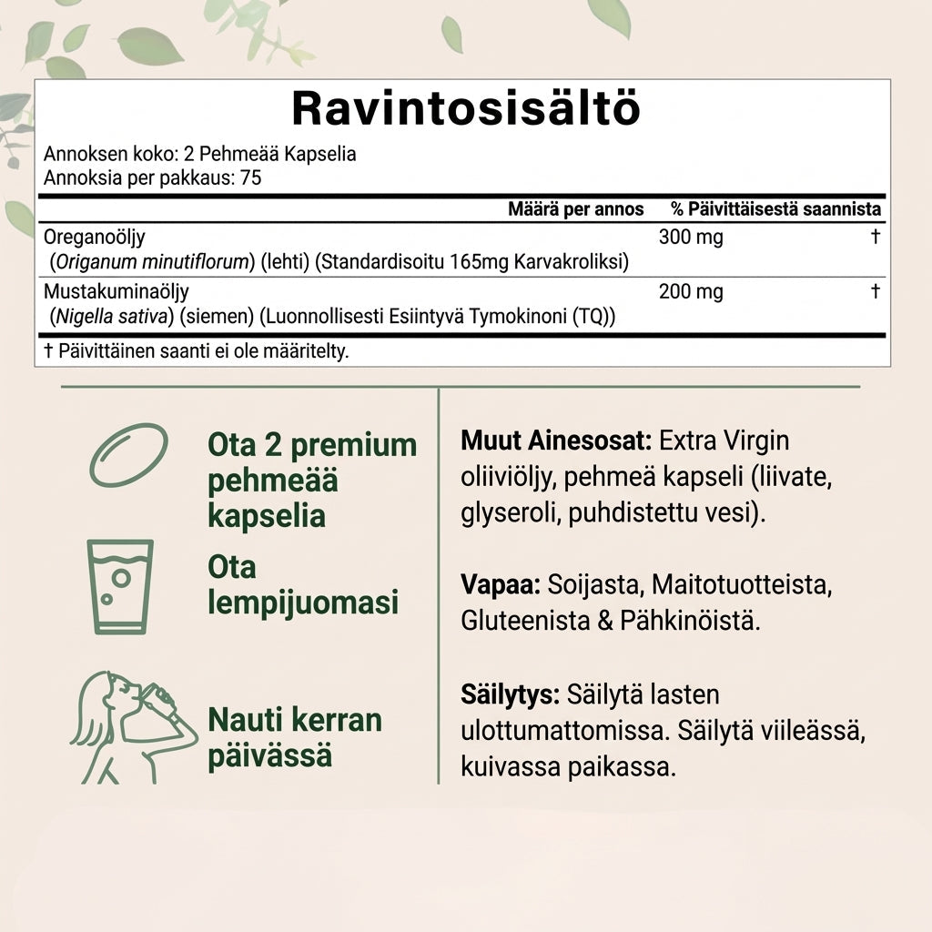 Purexa – Oreganoöljy mustakuminaöljyllä