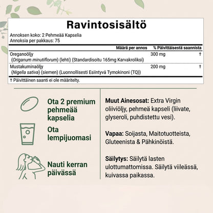 Purexa – Oreganoöljy mustakuminaöljyllä